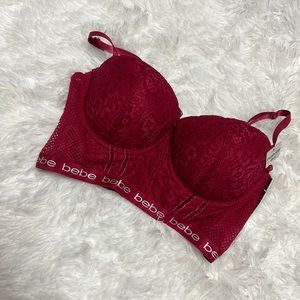 Bebe Maroon Red Push Up Balconete Bra